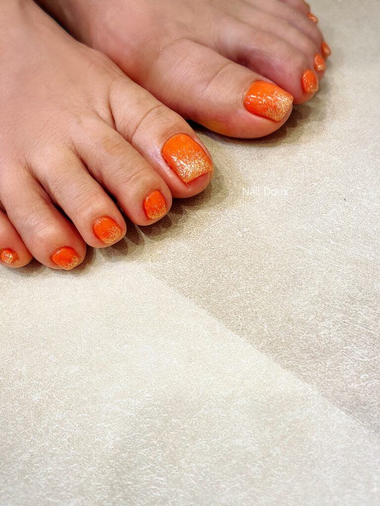 オレンジ×ラメ